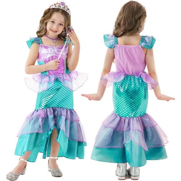 Mermaid Costume for Girls Halloween Birthday Princess Toddler Kids Costumes - Picture 2 of 6